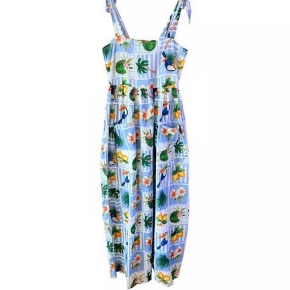 NEW 🆕 True Destinations Tropical Toucan Print Maxi Dress XS with pockets